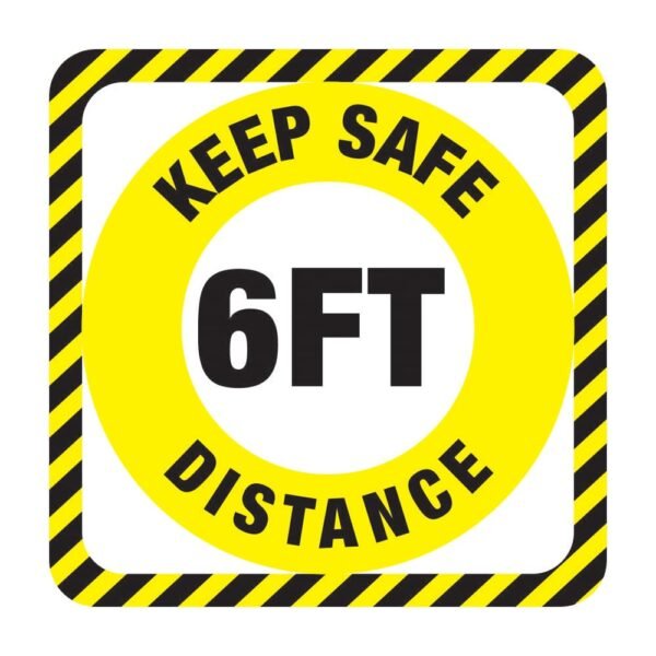 Keep Safe Distance Sticker Yellow