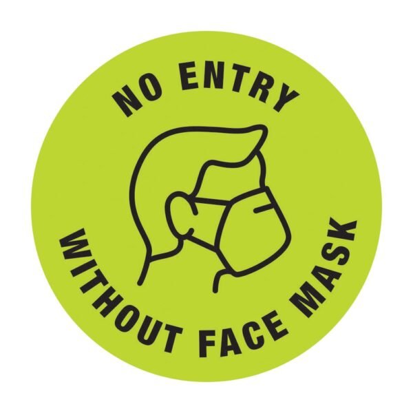 No Entry Without Face Mask Sticker Green