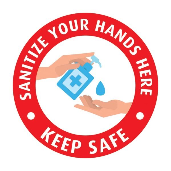 Sanitize Your Hands Here Sticker Red