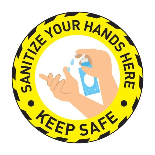 Sanitize Your Hands Here Sticker Yellow